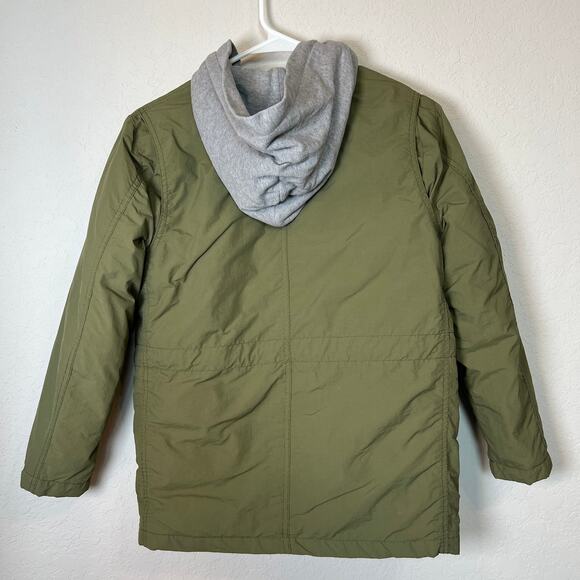 Gap Kids Green Nylon Winter Coat with Cotton Gray Hood Size L - Picture 8 of 8